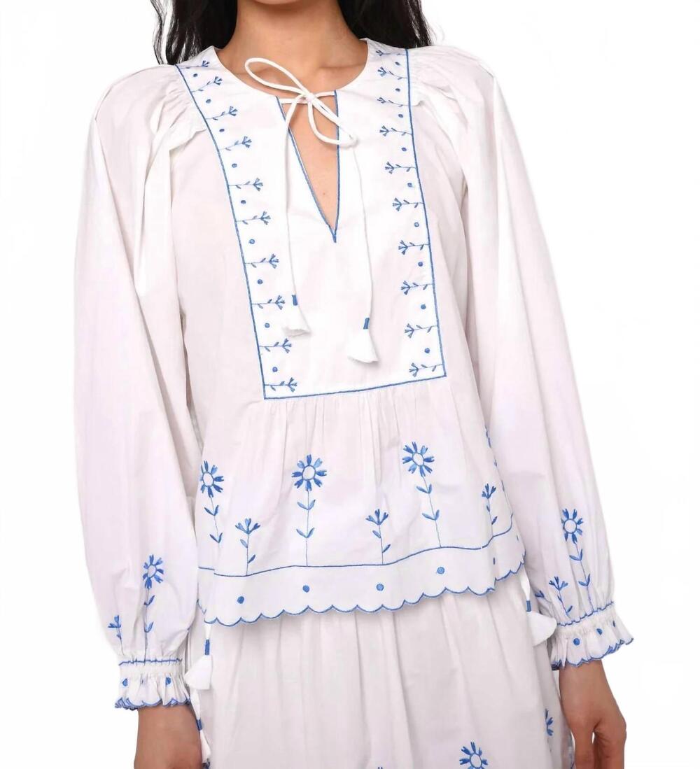 NEW LOVE THE LABEL junie margaret embroidery top in white